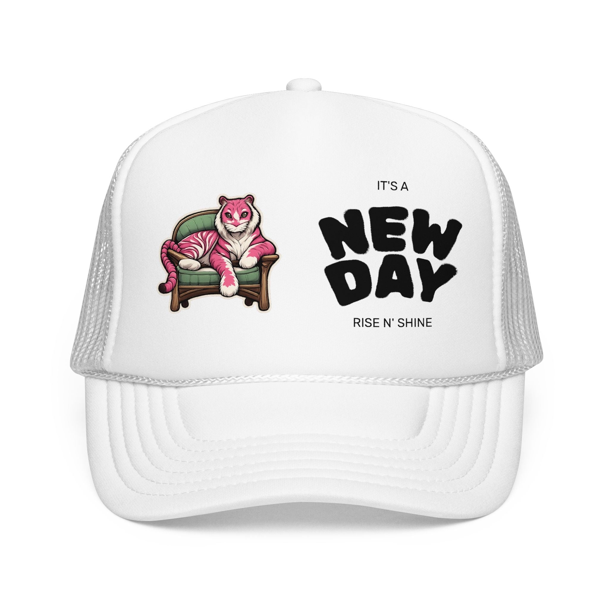 New Day Trucker Hat — 'It's a New Day, Rise N' Shine' Cat Foam Cap