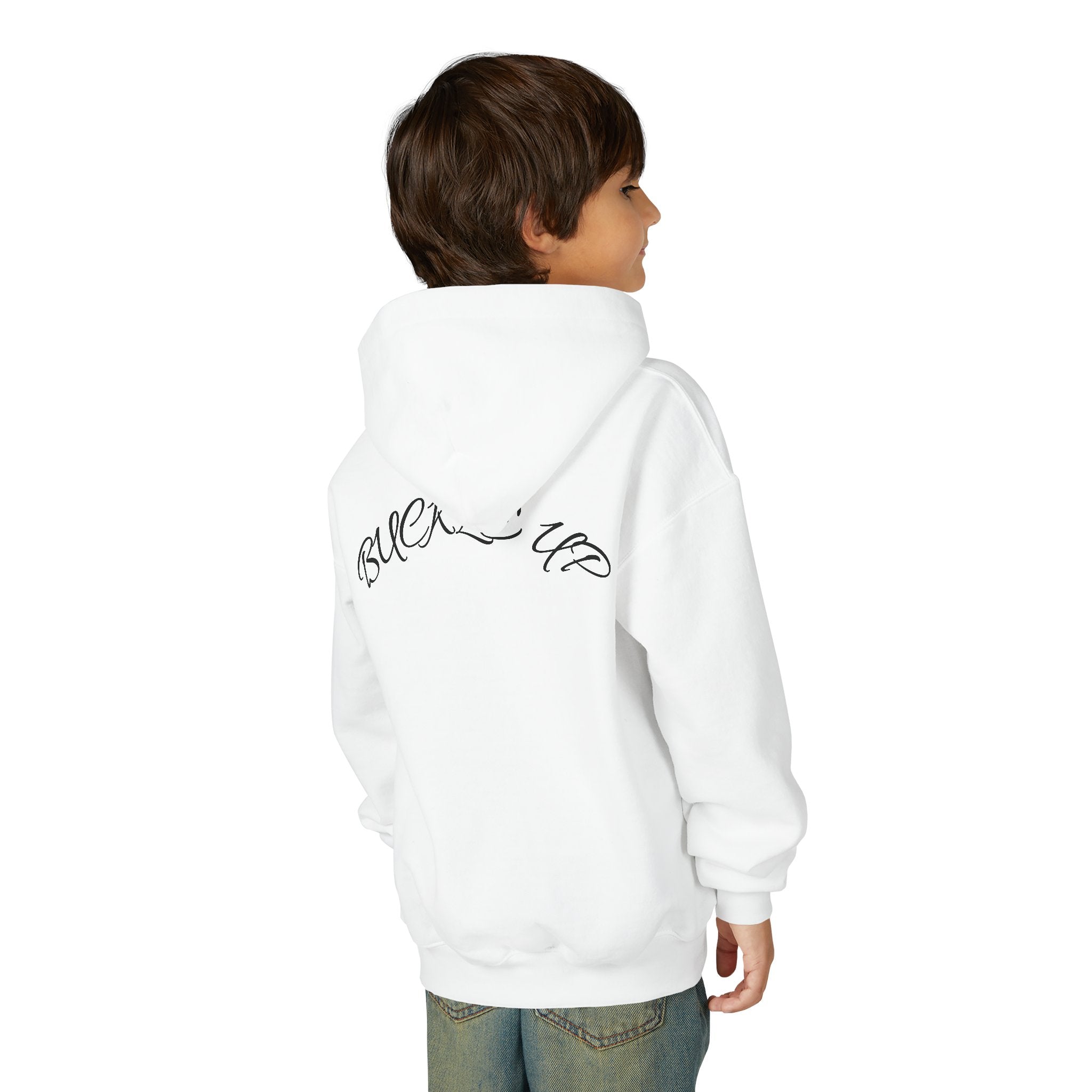 Youth Hoodie — Exotic Sports Cars Print with “Buckle Up” Back Script