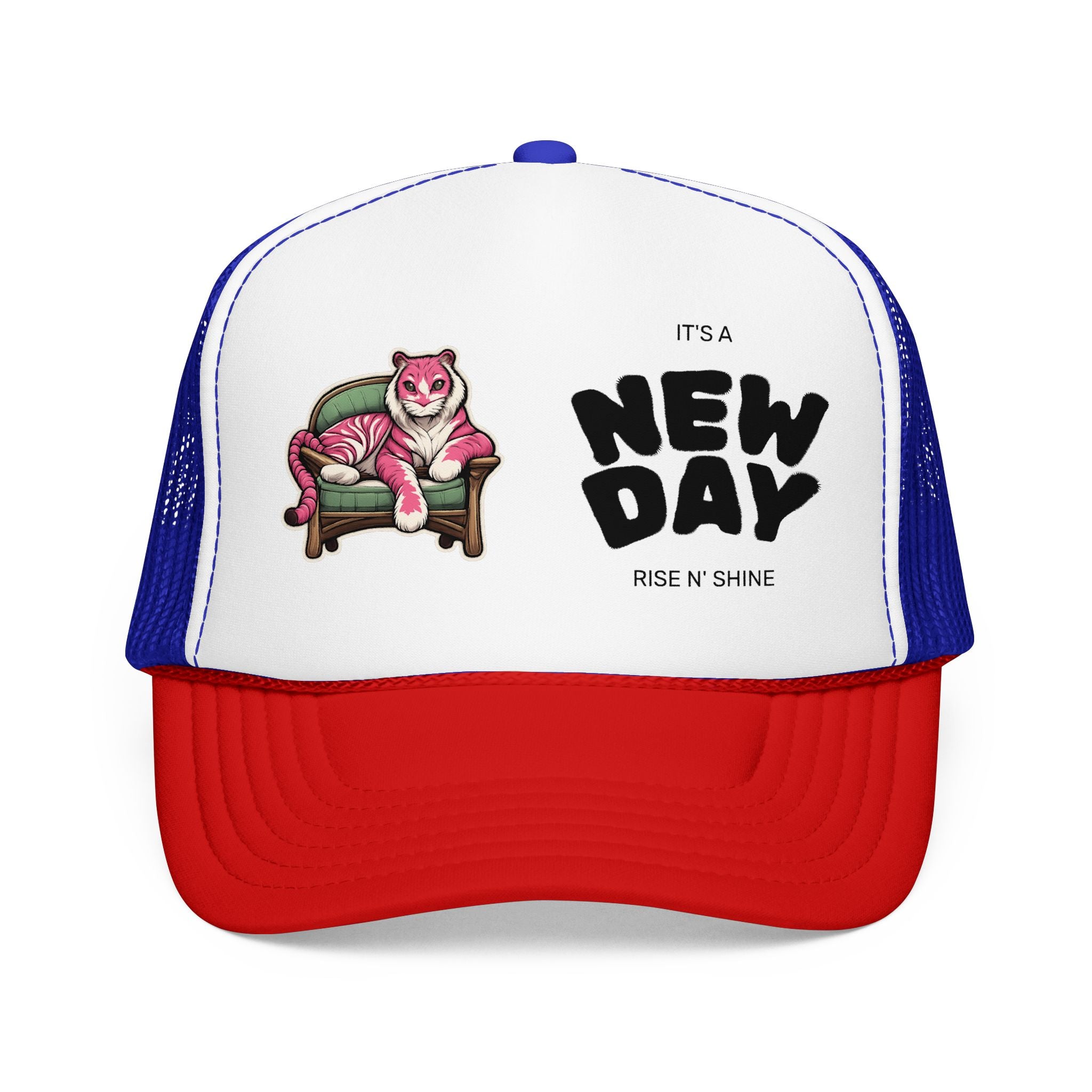 New Day Trucker Hat — 'It's a New Day, Rise N' Shine' Cat Foam Cap
