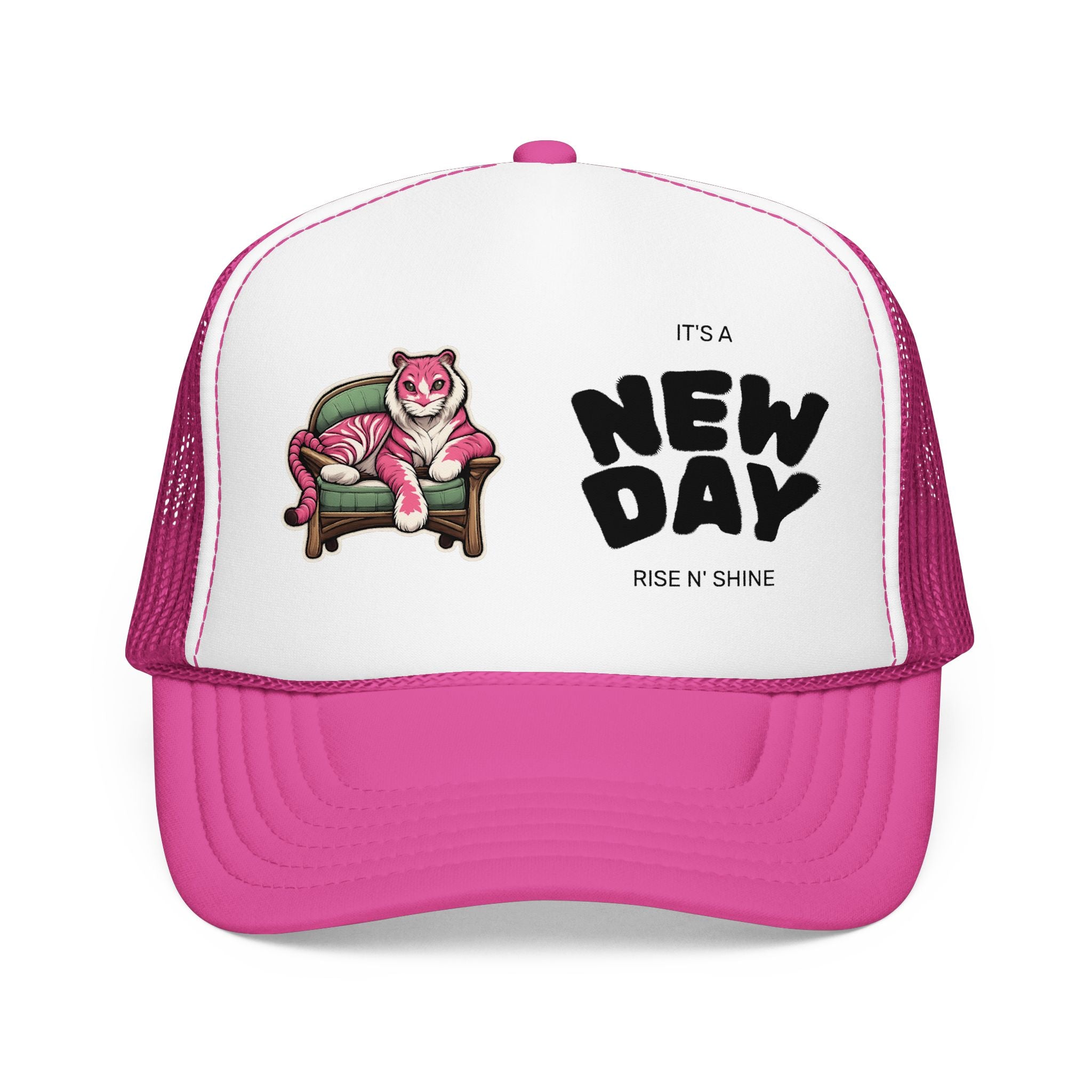 New Day Trucker Hat — 'It's a New Day, Rise N' Shine' Cat Foam Cap