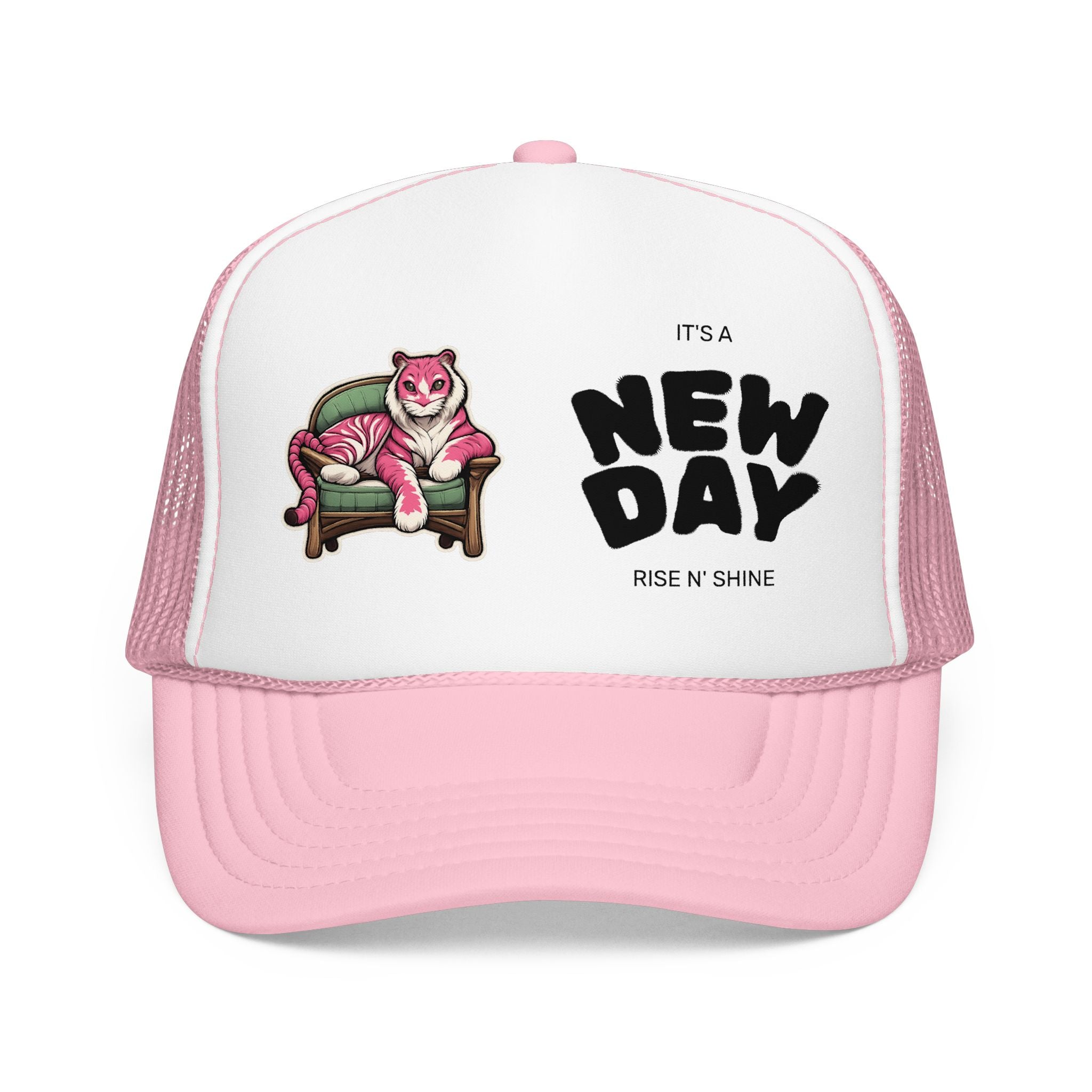 New Day Trucker Hat — 'It's a New Day, Rise N' Shine' Cat Foam Cap